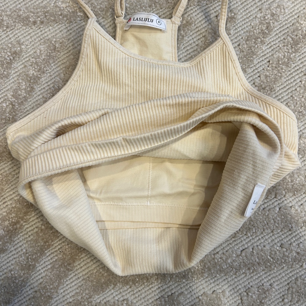 Beige Ribbed Sports Top - Picture 4 of 4
